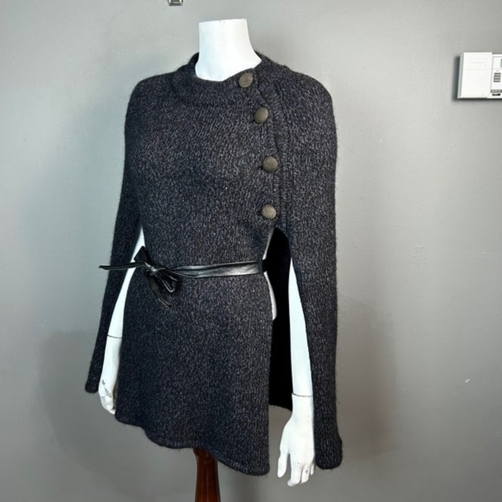 Theory sweater cape Small Cashmere Wool Gray Capelet‎ Military Retro Castlecore